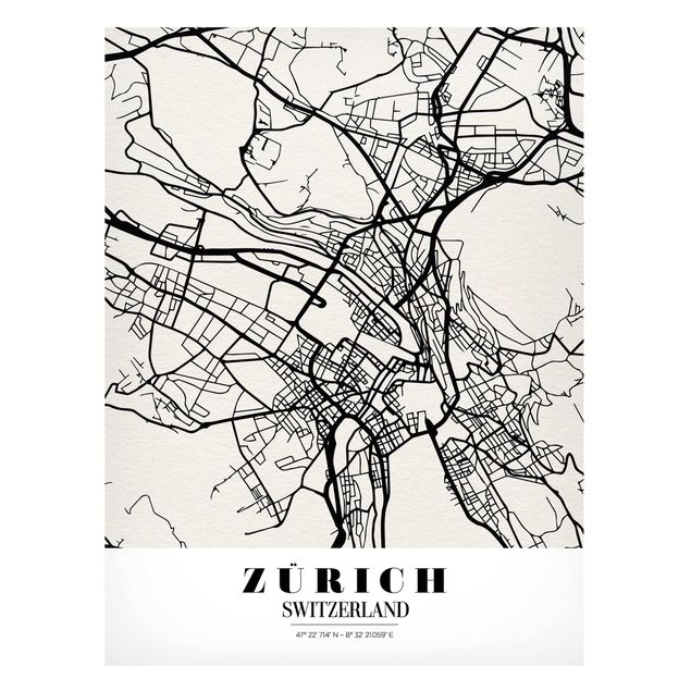 Magnettavler verdenskort Zurich City Map - Classic