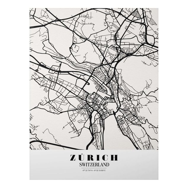 Billeder verdenskort Zurich City Map - Classic