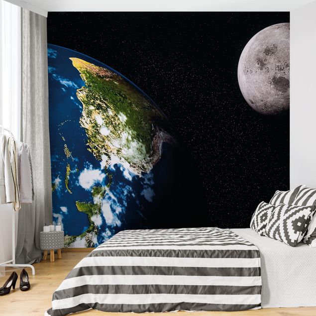 Tapet moderne Moon and Earth