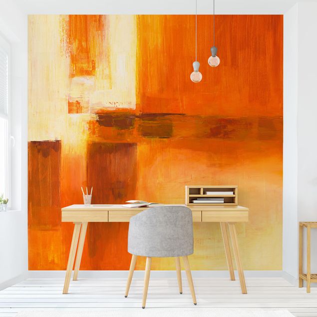 Tapet moderne Petra Schüßler - Composition In Orange And Brown 01