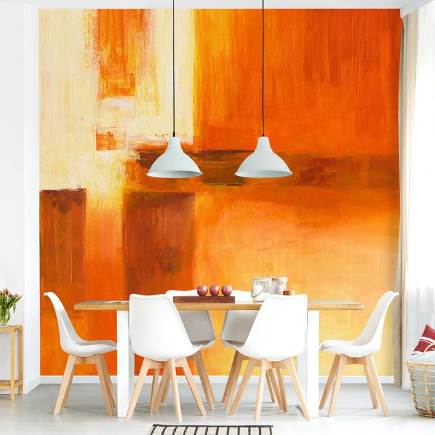 køkken dekorationer Petra Schüßler - Composition In Orange And Brown 01