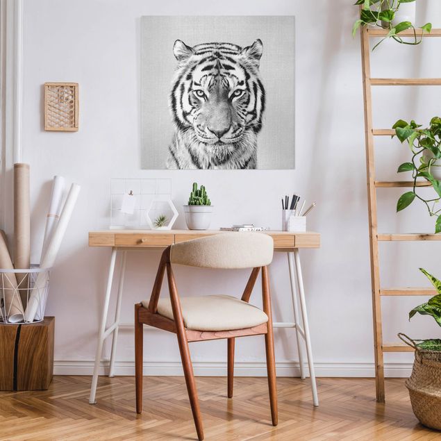 Billeder på lærred tiger Tiger Tiago Black And White