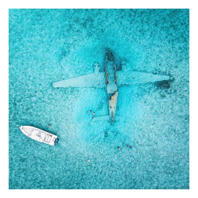 Billeder landskaber Top View Airplane Wreckage In The Ocean
