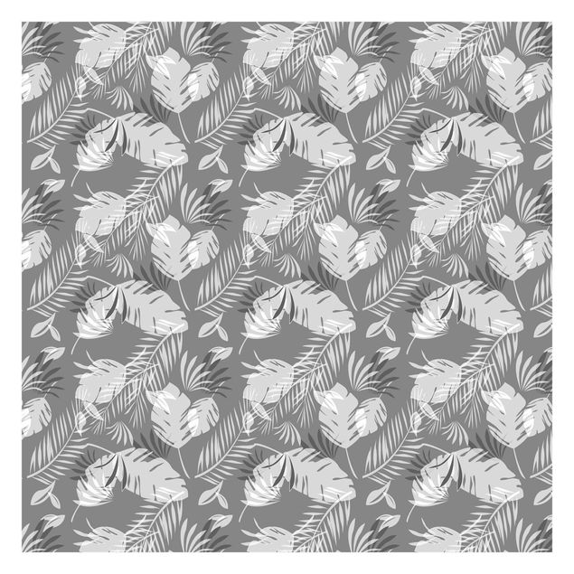 Tapet Tropical Outlines Pattern In Grey