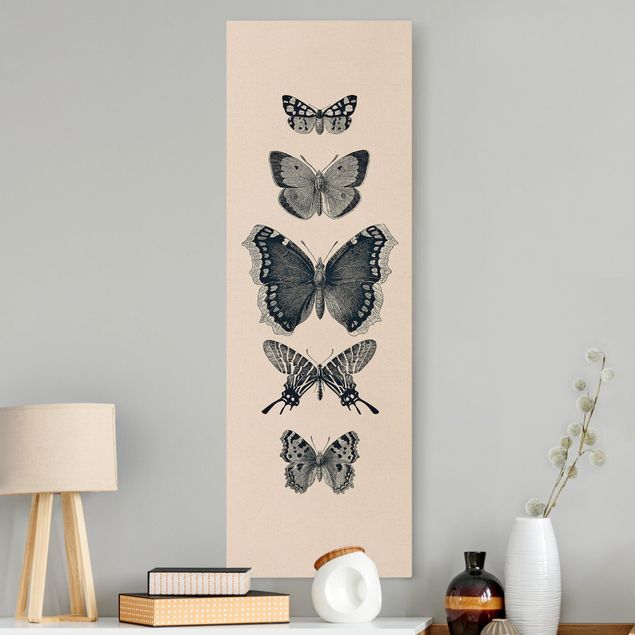 Billeder på lærred sommerfugle Ink Butterflies On Beige Backdrop