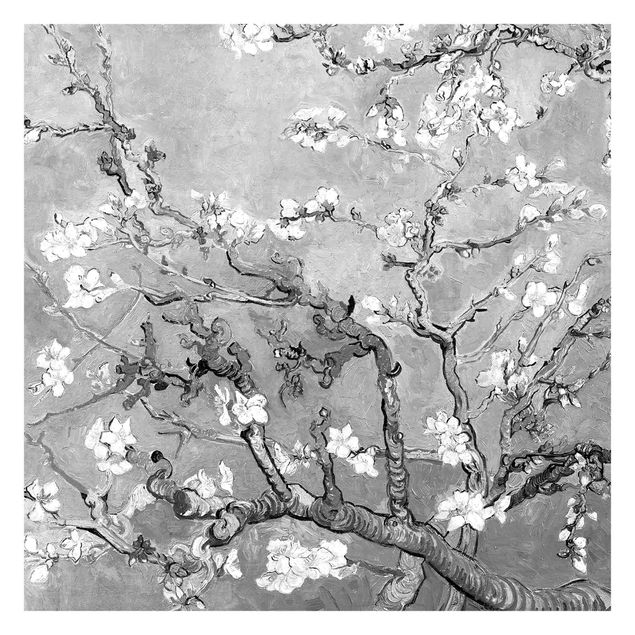 Blomster tapet Vincent Van Gogh - Almond Blossom Black And White