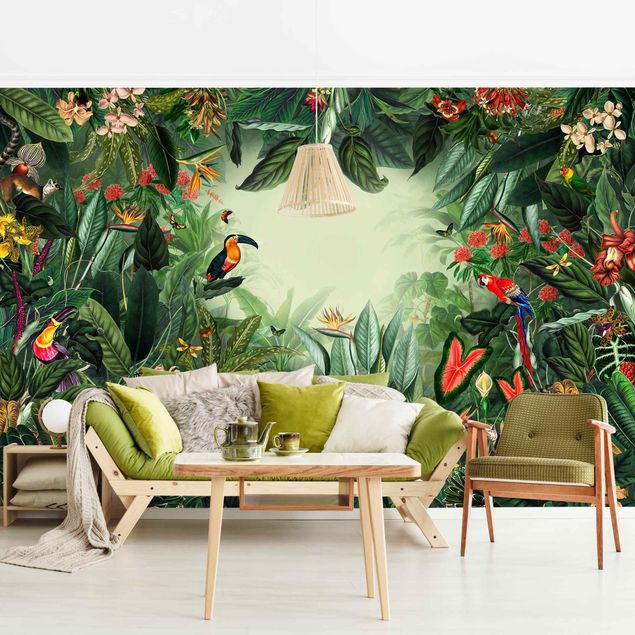 Tapet blomster Vintage Colorful Jungle