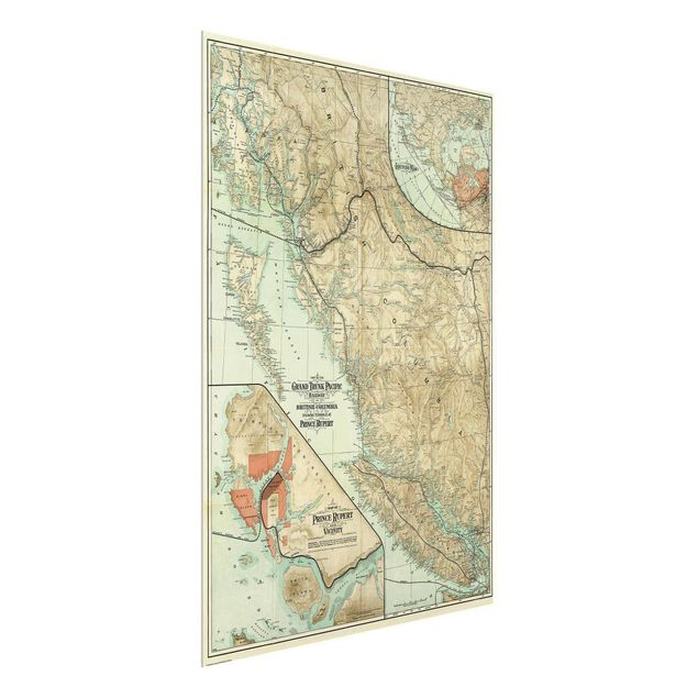 Billeder verdenskort Vintage Map British Columbia