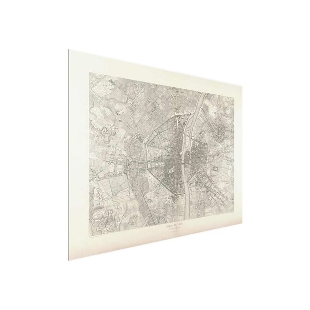 Glasbilleder verdenskort Vintage Map Paris