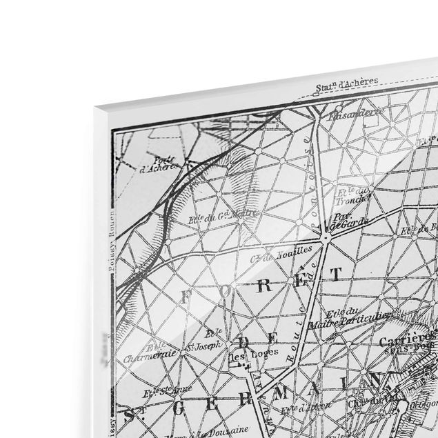 Billeder sort og hvid Vintage Map St Germain Paris