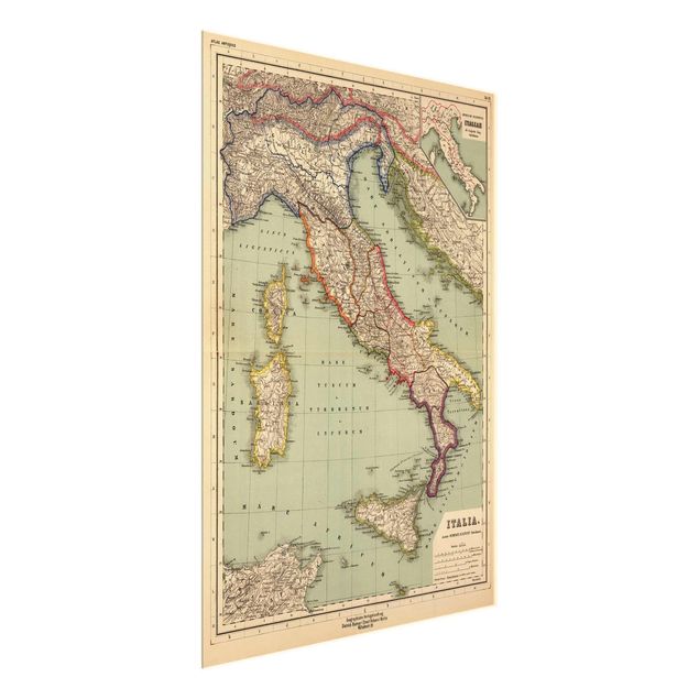 Billeder kunsttryk Vintage Map Italy