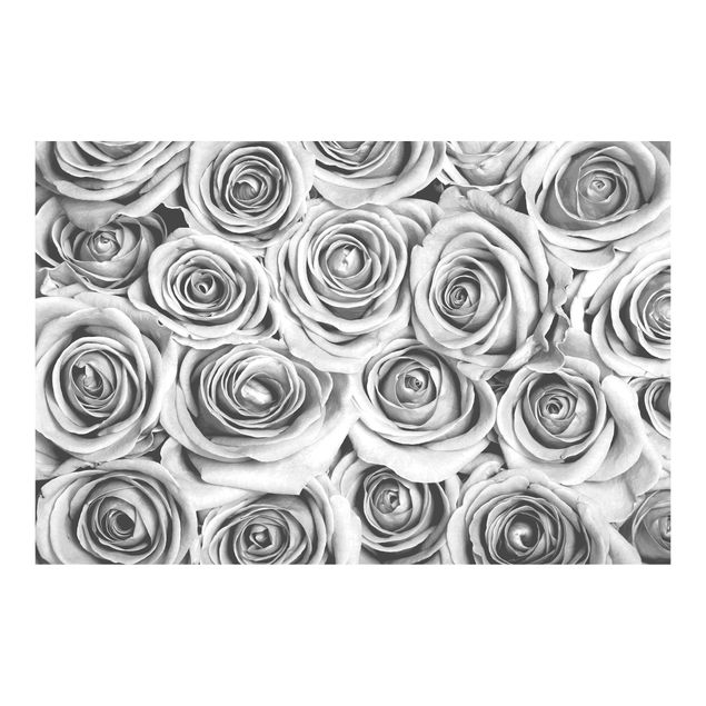Tapet Vintage Roses Black And White