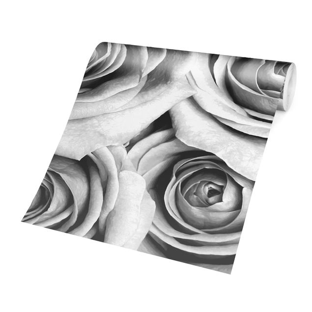 Moderne tapet Vintage Roses Black And White