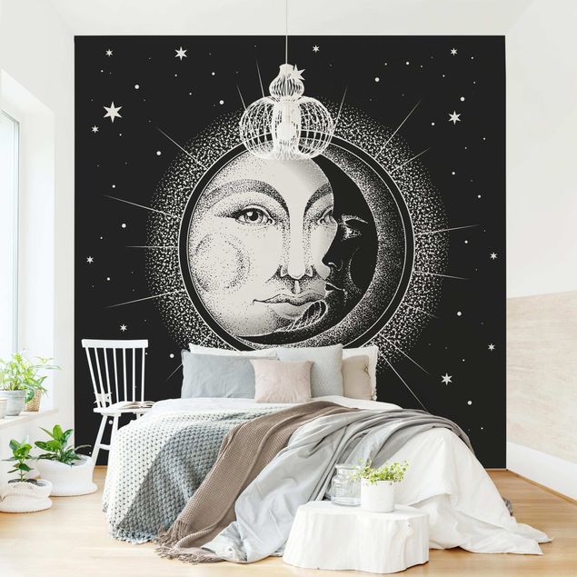 Himmel tapet Vintage Sun And Moon Illustration
