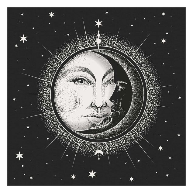 Tapet Vintage Sun And Moon Illustration
