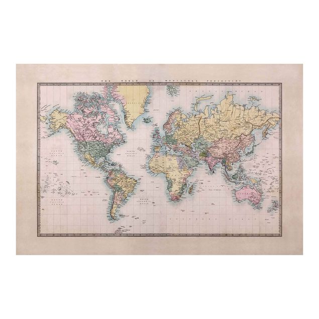 Tapet Vintage World Map Around 1850