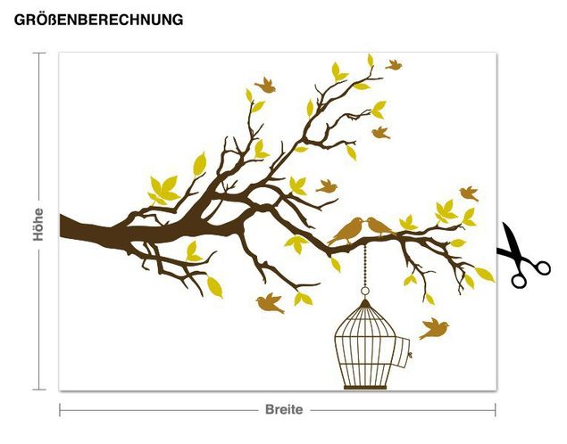 Wallstickers fugle Branch With Birds