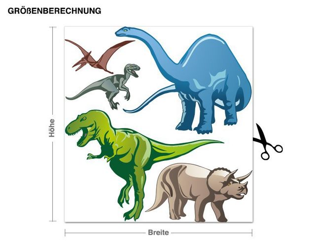 Wallstickers dinosaurier Colourful Dino Set