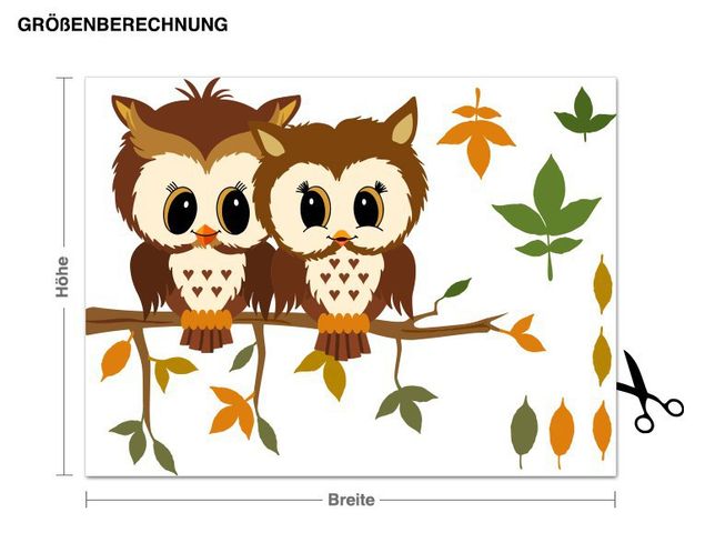 Wallstickers skovens dyr Owls In Autumn