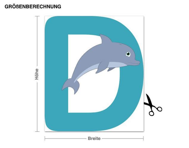 Wallstickers breve Kid's ABC - Dolphin