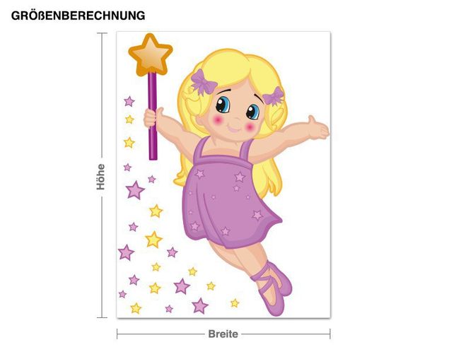 Wallstickers feer Little Magical Fairy With Stars Set