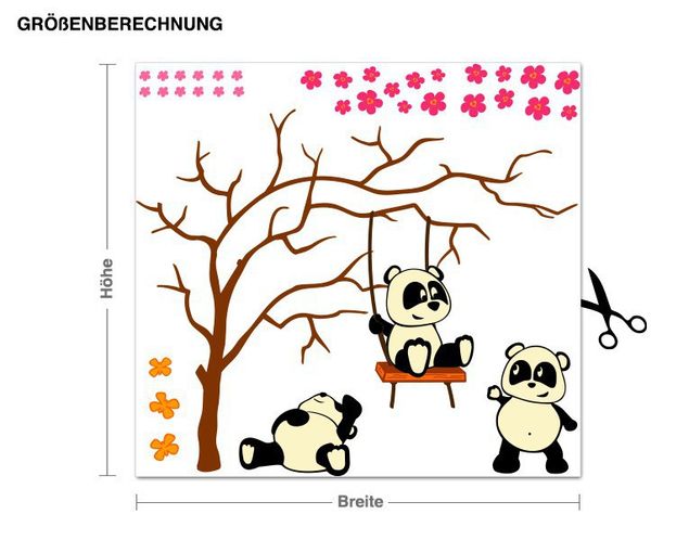 Wallstickers jungle Panda Friends Swinging On A Branch
