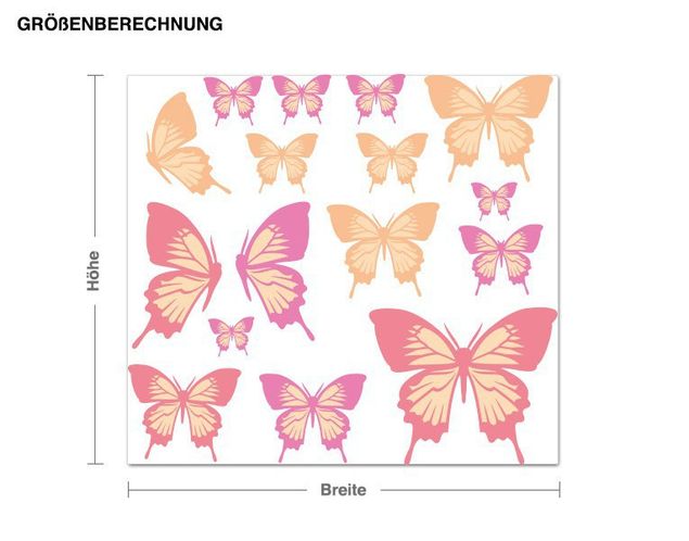Wallstickers fugle Butterfly Set Pastel colours