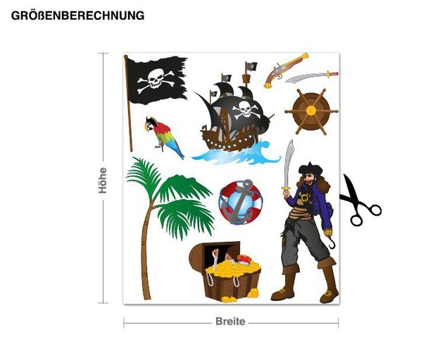 Wallstickers pirater Pirate Set With Pirate Ship