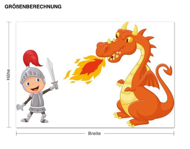 Wallstickers ridder Knight with Fire Dragon
