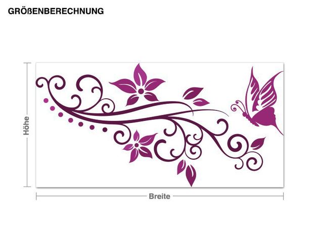 Wallstickers sommerfugle Floral Butterfly Tendril