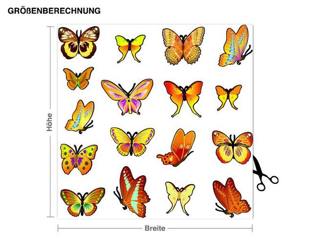 Wallstickers sommerfugle Butterfly Set Orange