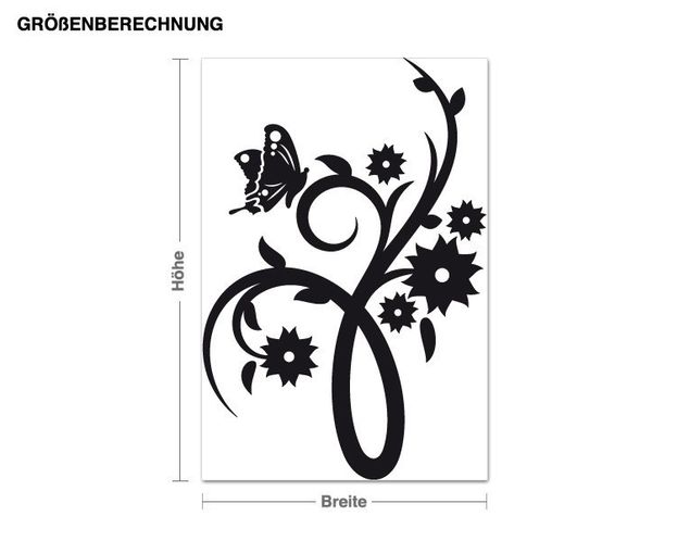Wallstickers tendrils Beautiful Blossom Tendril with Butterfly