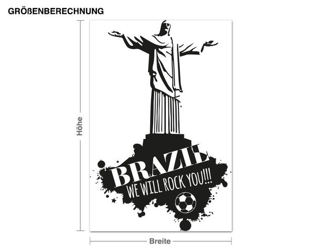 Wallstickers fodbold Brazil We Will Rock You