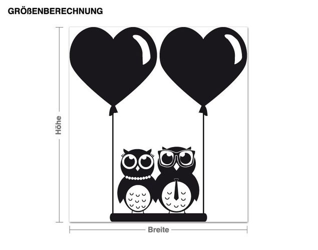 Wallstickers skovens dyr Owls couple happily in love