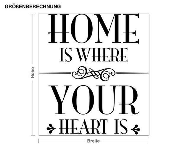 Wallstickers ordsprog Home is where your heart is