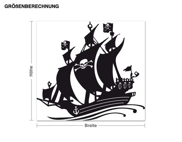 Wallstickers pirater Pirate ship with a skull sail