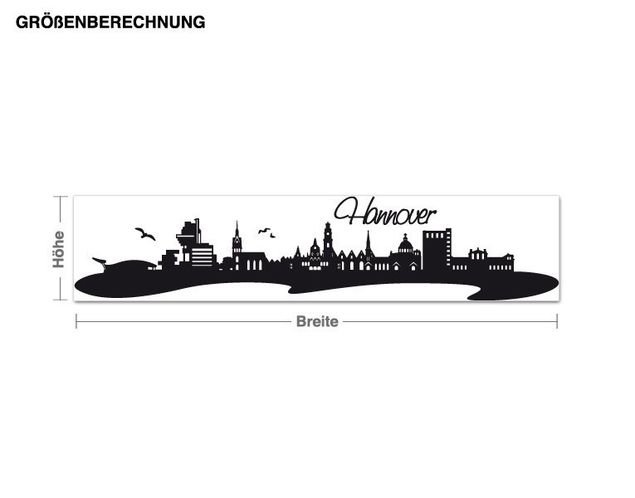 Wallstickers metropolises Hannover Skyline with Lettering