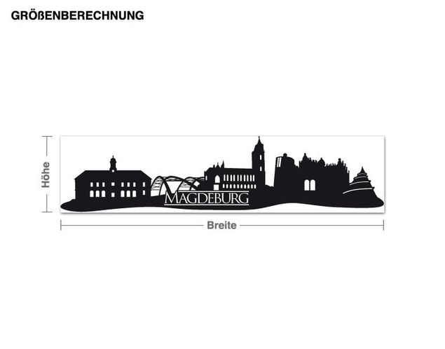 Wallstickers metropolises Skyline Magdeburg and lettering