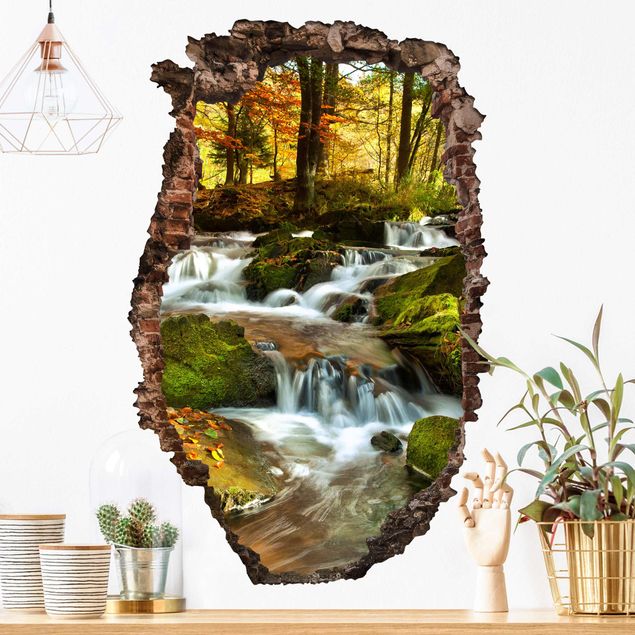 Wallstickers 3D Waterfall Forest In The Fall