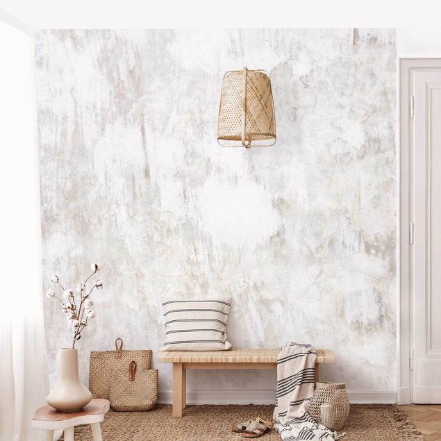 Moderne tapet White Shabby Concrete Wall Painted