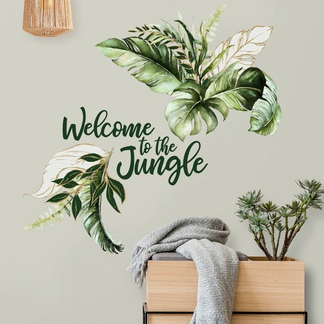Wallstickers Planter Welcome to the Jungle - Leaves Watercolor
