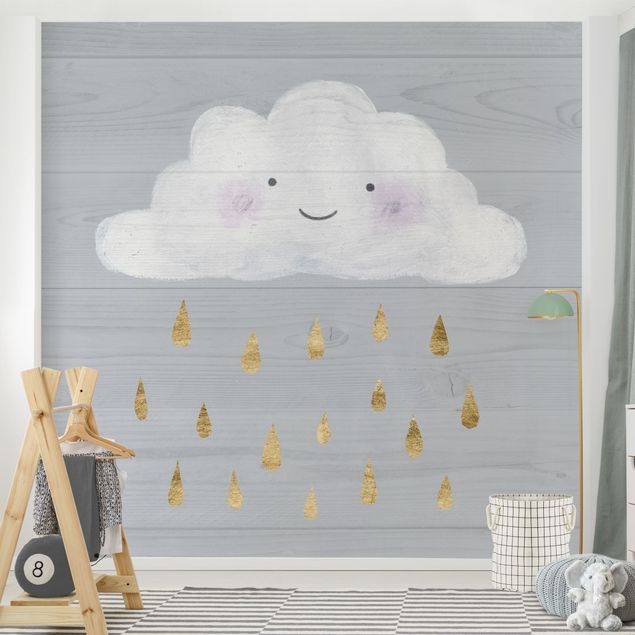 Børneværelse deco Cloud With Golden Raindrops