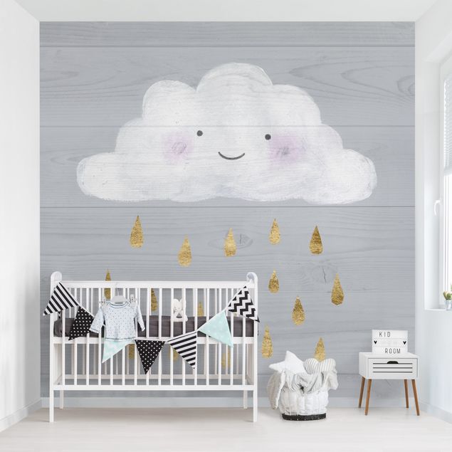 Moderne tapet Cloud With Golden Raindrops