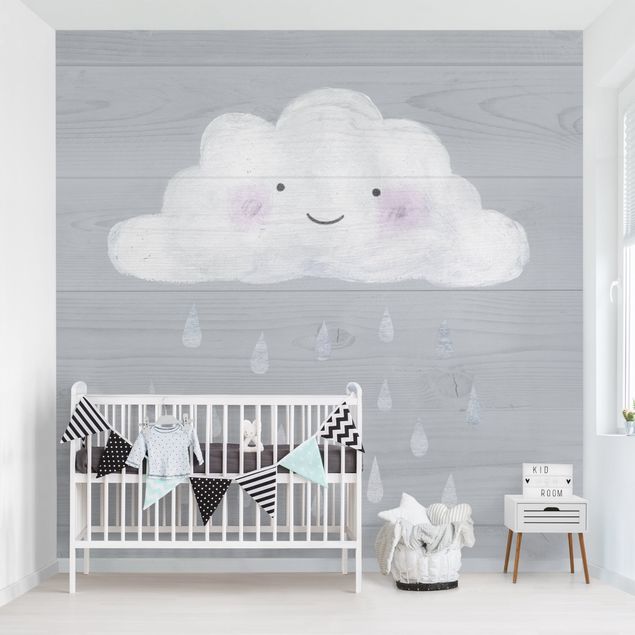 Moderne tapet Cloud With Silver Raindrops