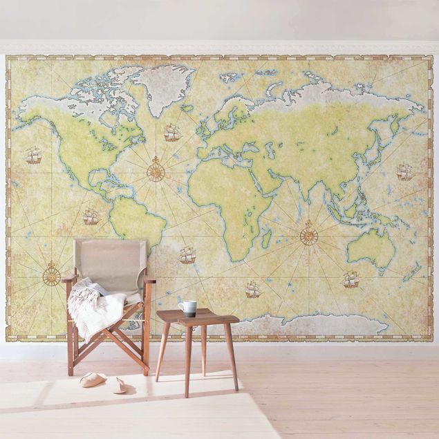 Fototapet grøn World Map