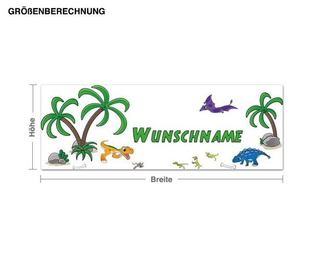Wallstickers dinosaurier Jurassic Landscape Customised Text