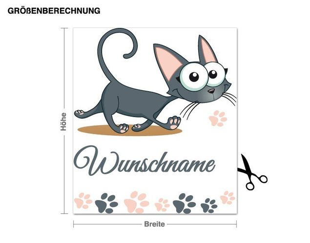 Wallstickers katte Kittycat with Customised Name