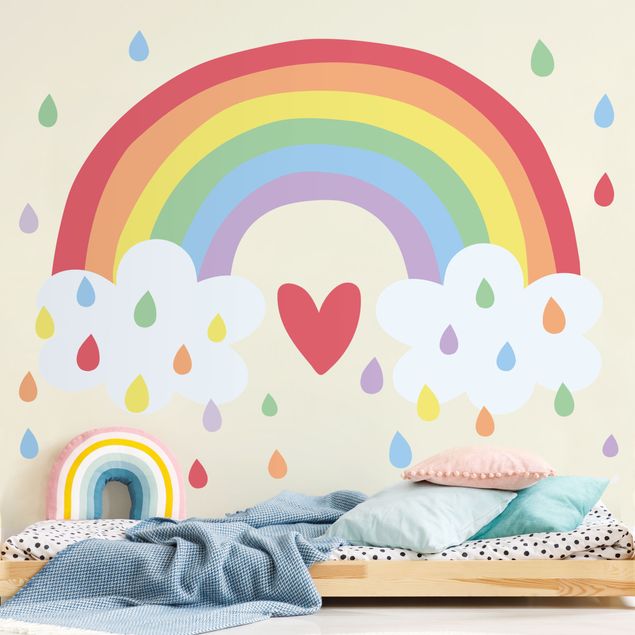 Børneværelse deco XXL Rainbow Heart Colourful