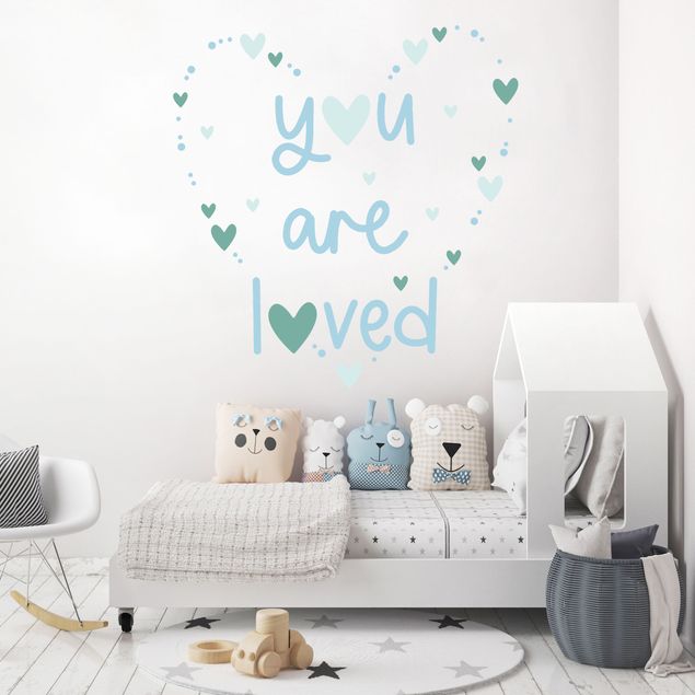 Wallstickers You Are Loved Heart Blue