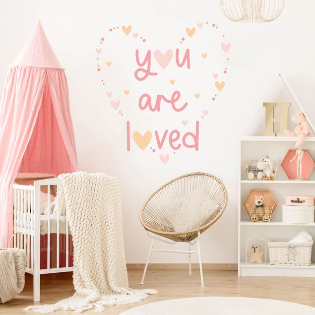 Wallstickers You Are Loved Heart Light Pink